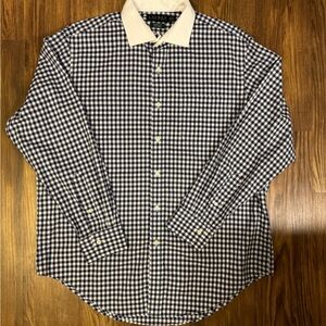 LAUREN RALPH LAUREN Men’s Blue Plaid Polo Button Down Shirt Vintage